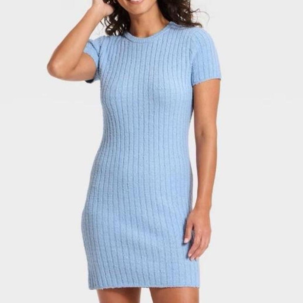 Universal Thread Women's Short Sleeve Rib Mini Sweater Dress